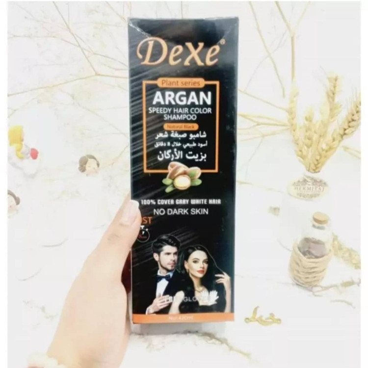 شامپو رنگ فوری 8 دقه دکس رنگ مشکی حجم 400 میلی لیتر روغن ارگان